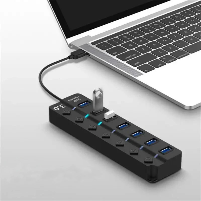 USB 3.0 hub with power switches, 7 ports