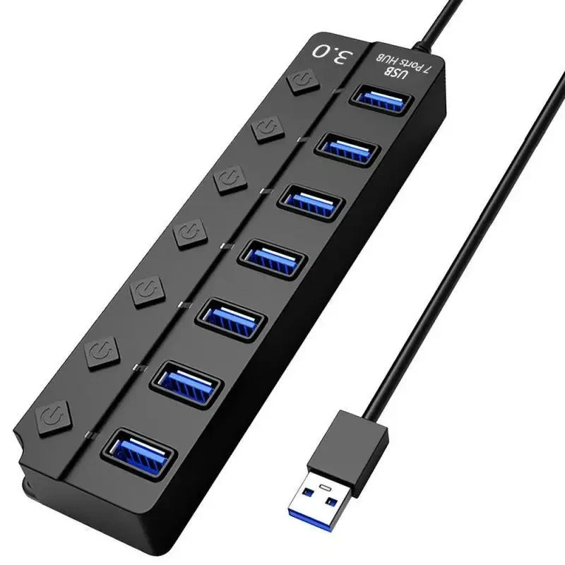 USB 3.0 hub with power switches, 7 ports